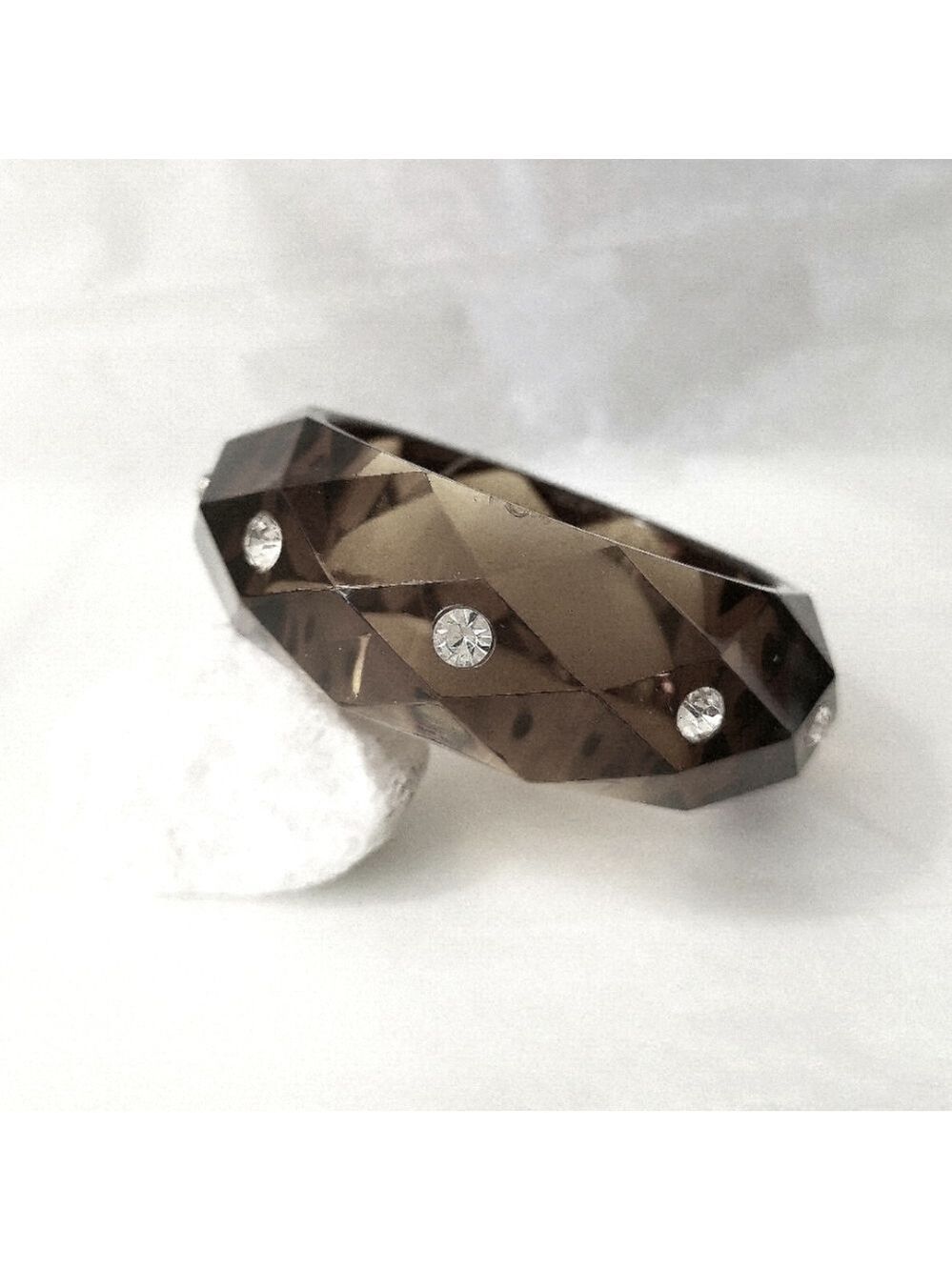 Chunky Statement Bangle Bracelet Grey with Crystals NWT